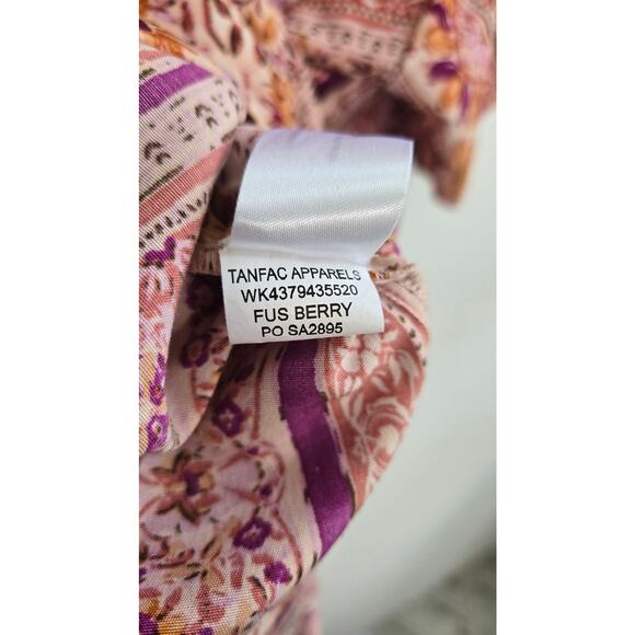 Band Band Of The Free Dress Women Small. Short Sleeve Boho Rust floral Peasant. - Picture 10 of 11